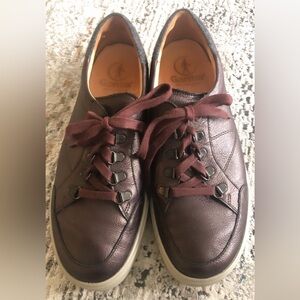 Ganter Shimmery Metallic Wine Genuine Leather Sneakers Lace Up Comfort Shoes